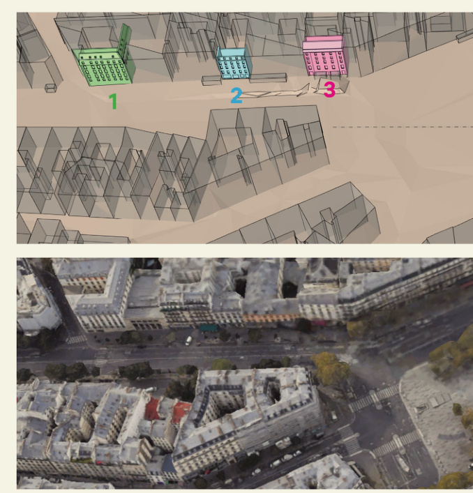 3D model of the neighbourhood created by Rumlab, with the camera’s