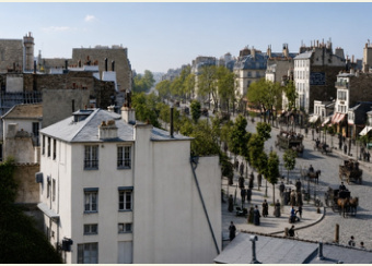 Attempted reconstruction of the Boulevard du Temple at the moment the photograph was taken, using artificial intelligence.